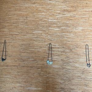 3 charcoal grey metallic necklaces